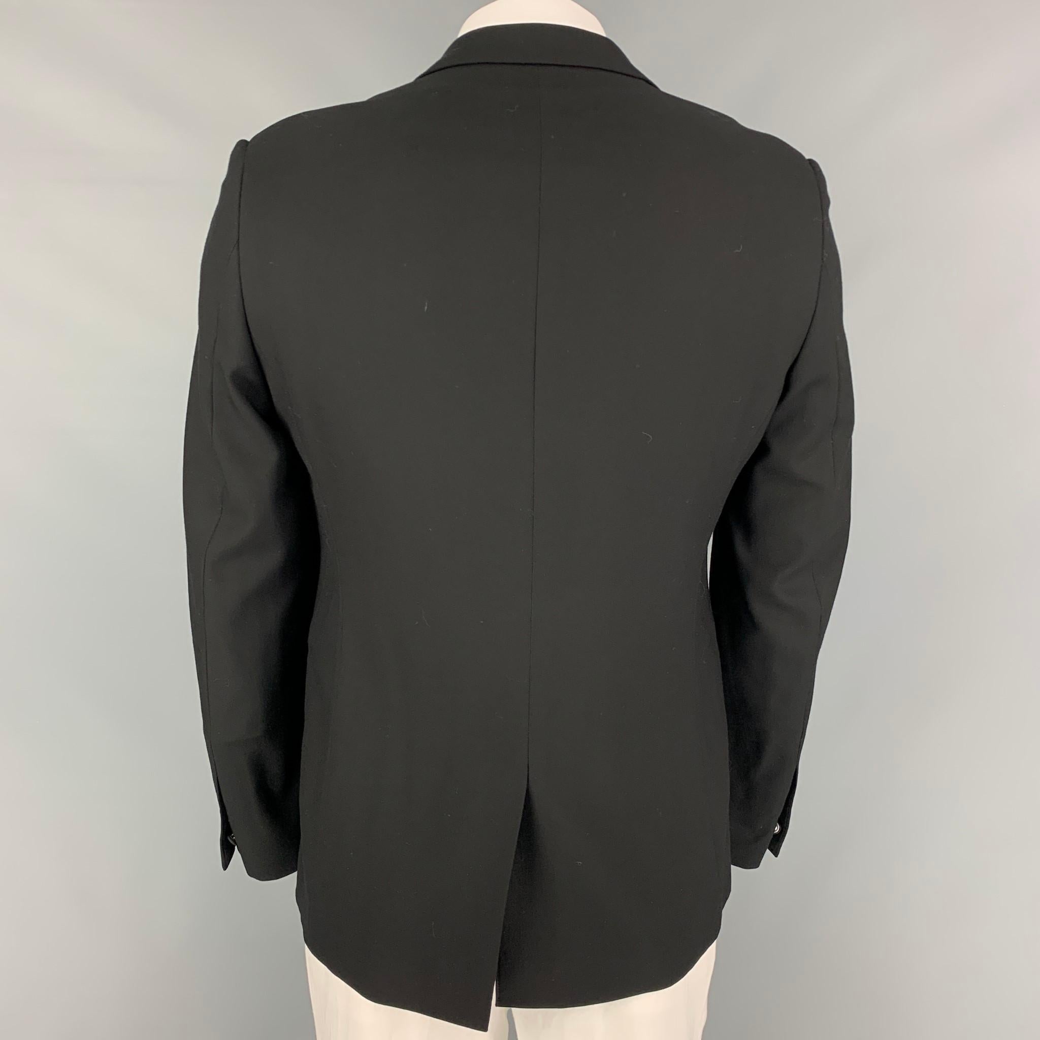 SANDRO Size 42 Black Wool Peak Lapel Sport Coat In Excellent Condition In San Francisco, CA