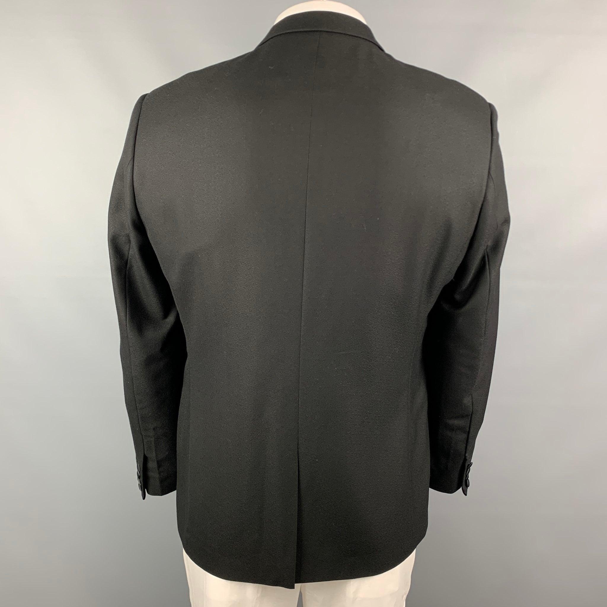 Men's SANDRO Size 44 Black Wool Tuxedo Peak Lapel Sport Coat For Sale