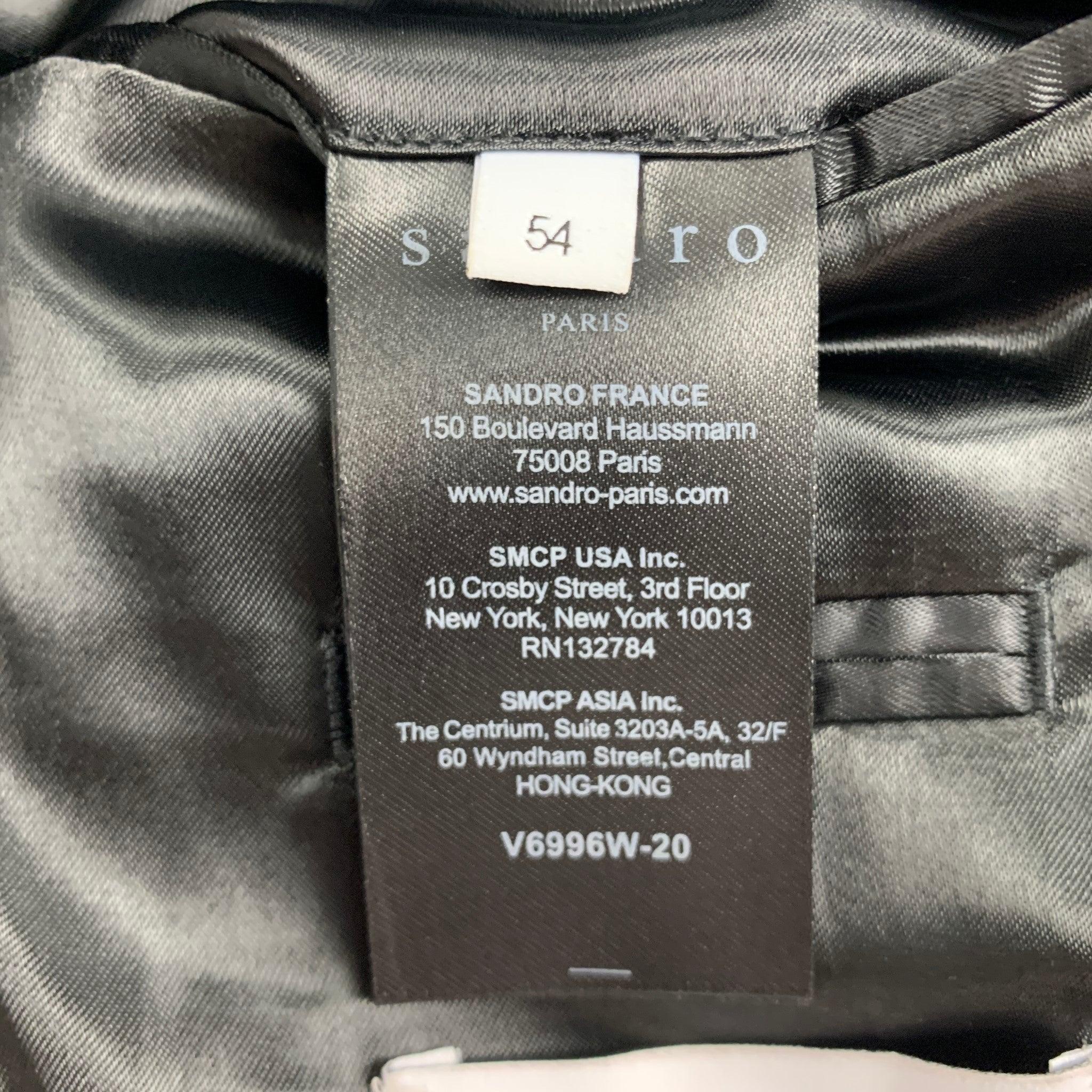 SANDRO Size 44 Black Wool Tuxedo Peak Lapel Sport Coat For Sale 2