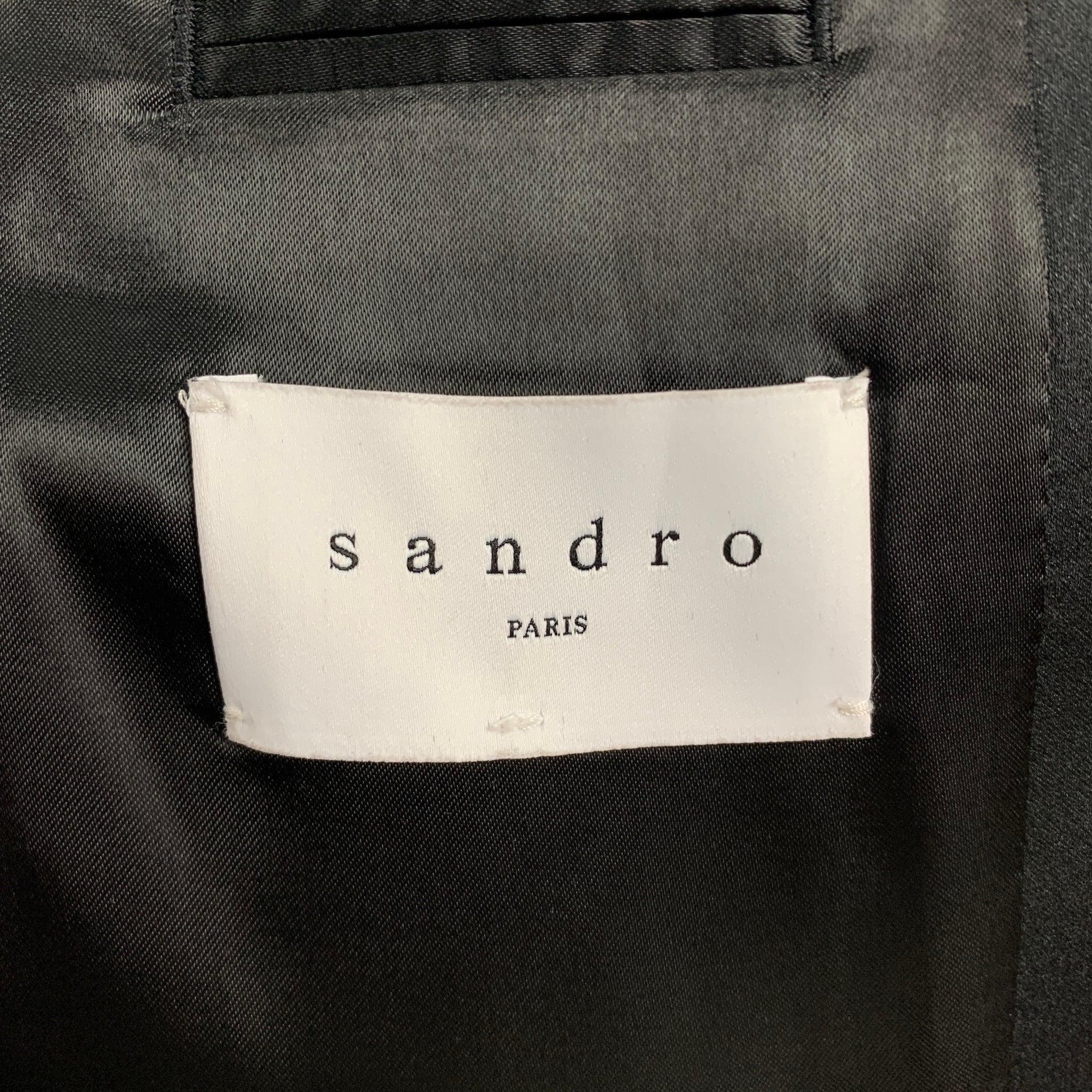 SANDRO Size 44 Black Wool Tuxedo Peak Lapel Sport Coat For Sale 4