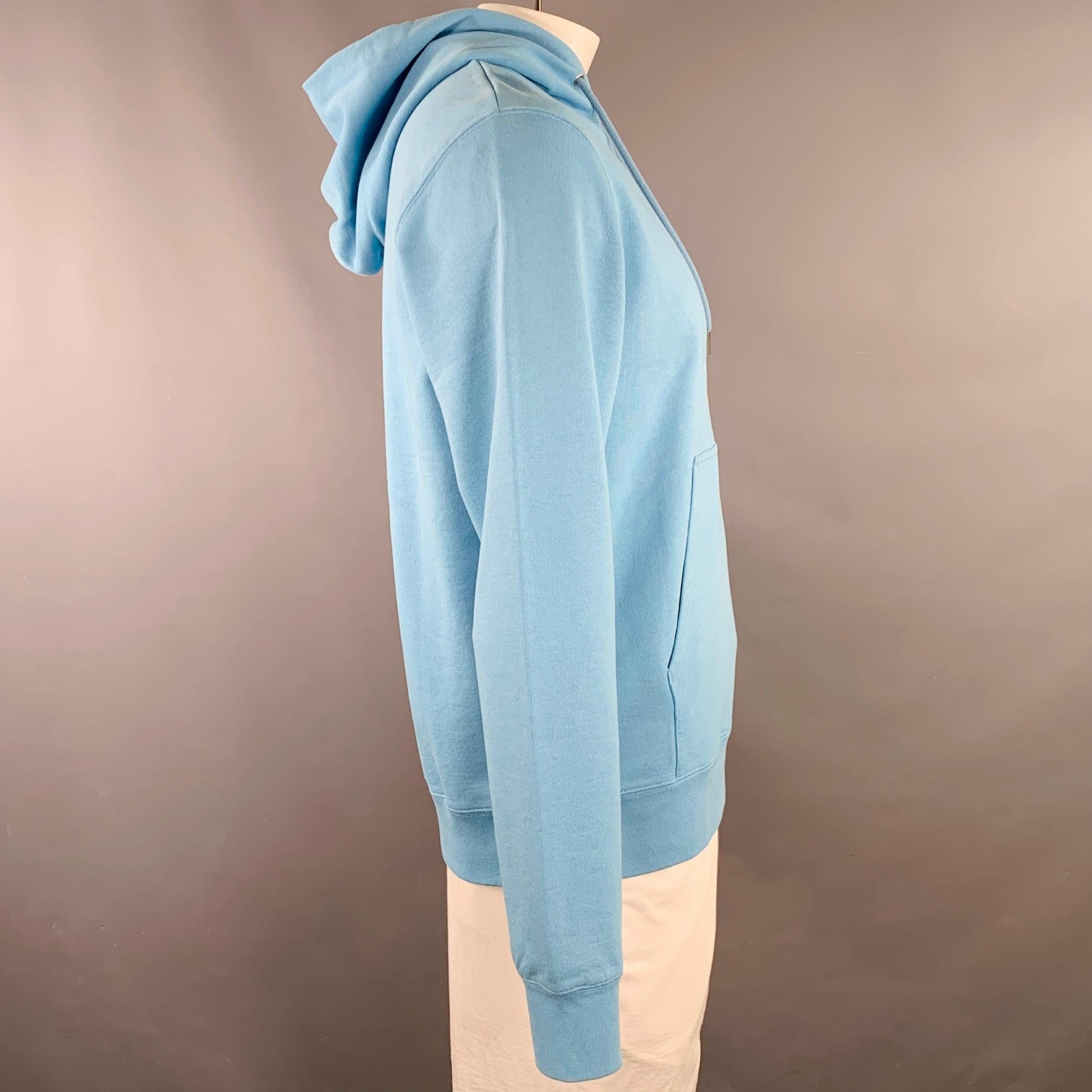 SANDRO Size L Blue Orange Bunny Cartoon Cotton Hoodie Sweatshirt In Good Condition For Sale In San Francisco, CA