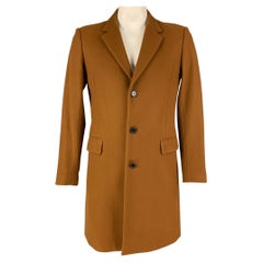 SANDRO Size L Brown Wool Blend Notch Lapel Coat