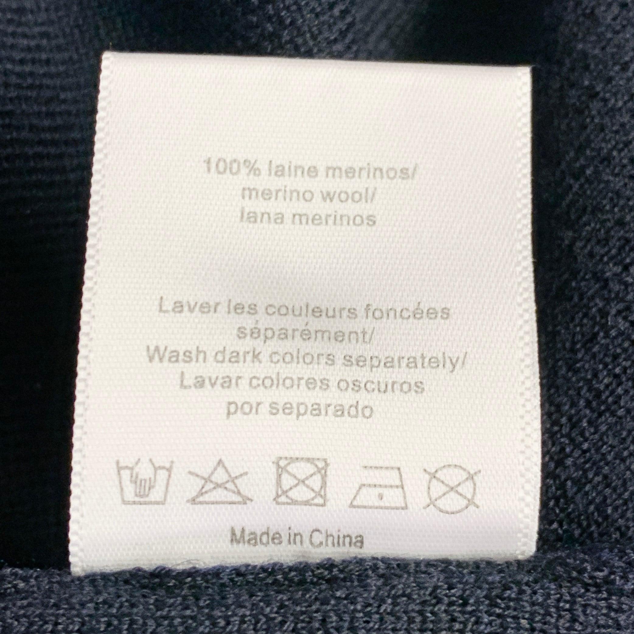 SANDRO Size L Navy Black Stripe Merino Wool Crew Neck Pullover For Sale 3