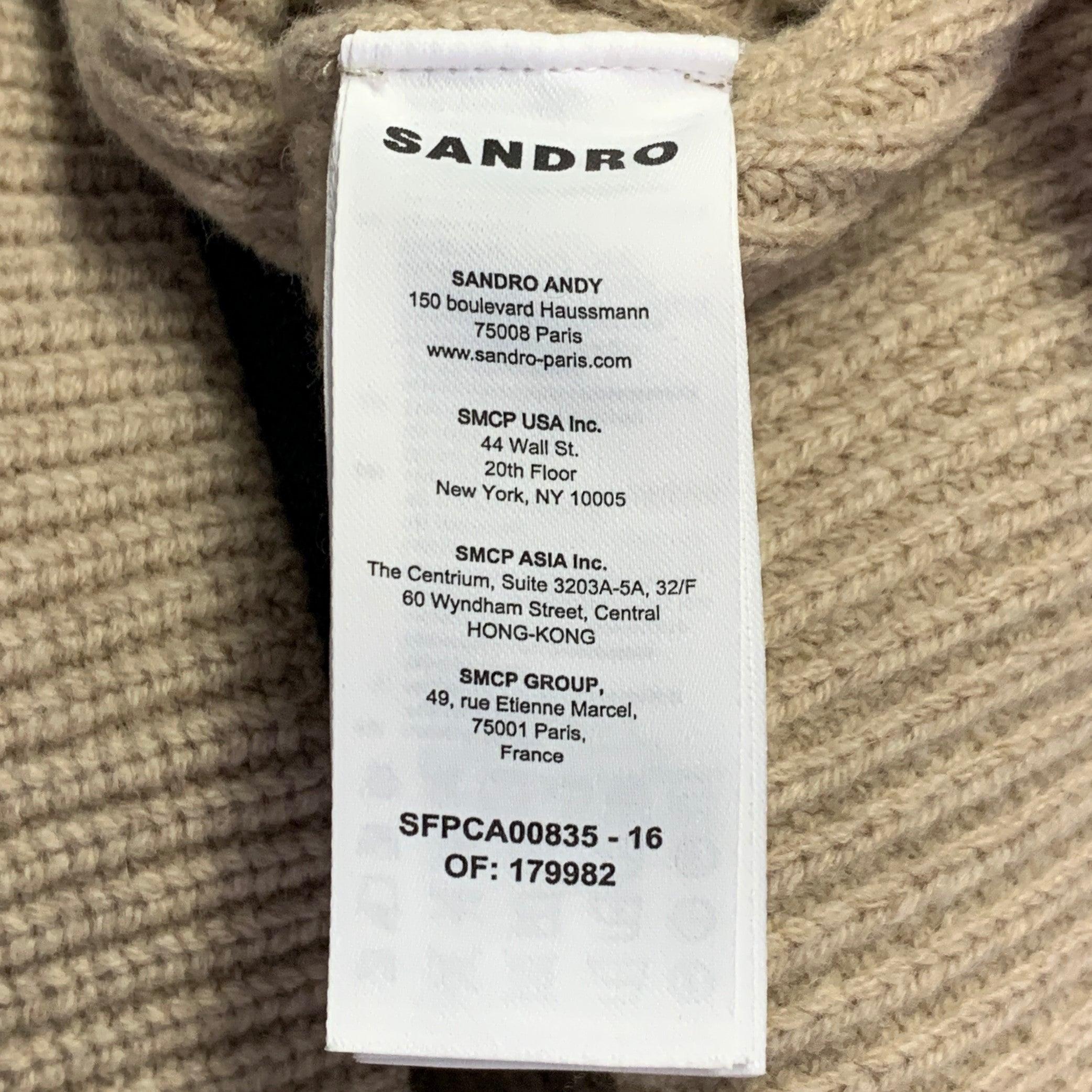 SANDRO Size M Beige Blue Mixed Fabrics Wool Blend Denim Jacket For Sale 3