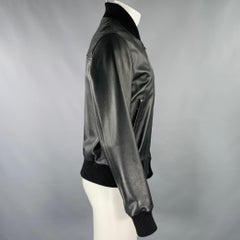 SANDRO Size M Black Lambskin Leather Bomber Jacket