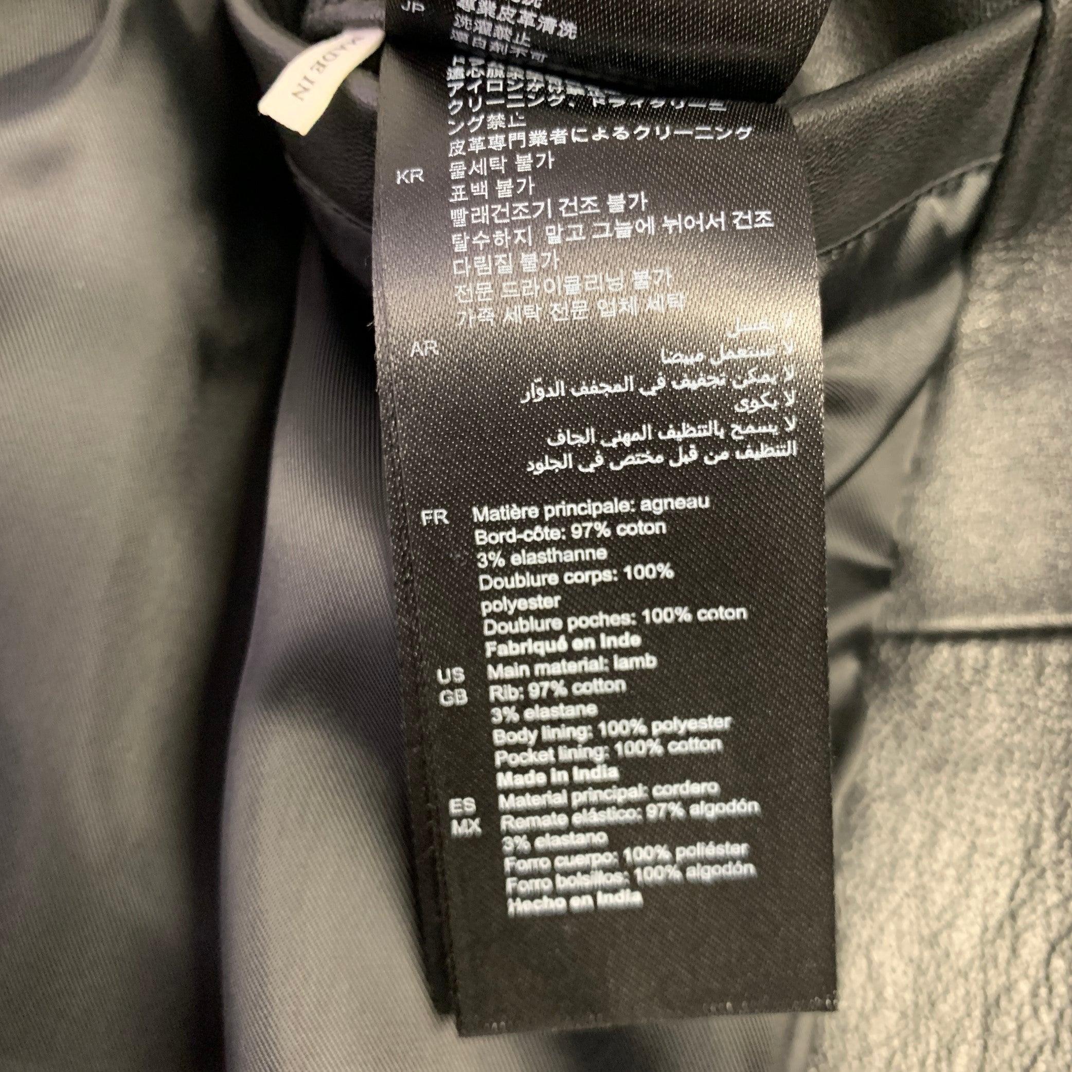 SANDRO Size M Black Lambskin Leather Bomber Jacket For Sale 4