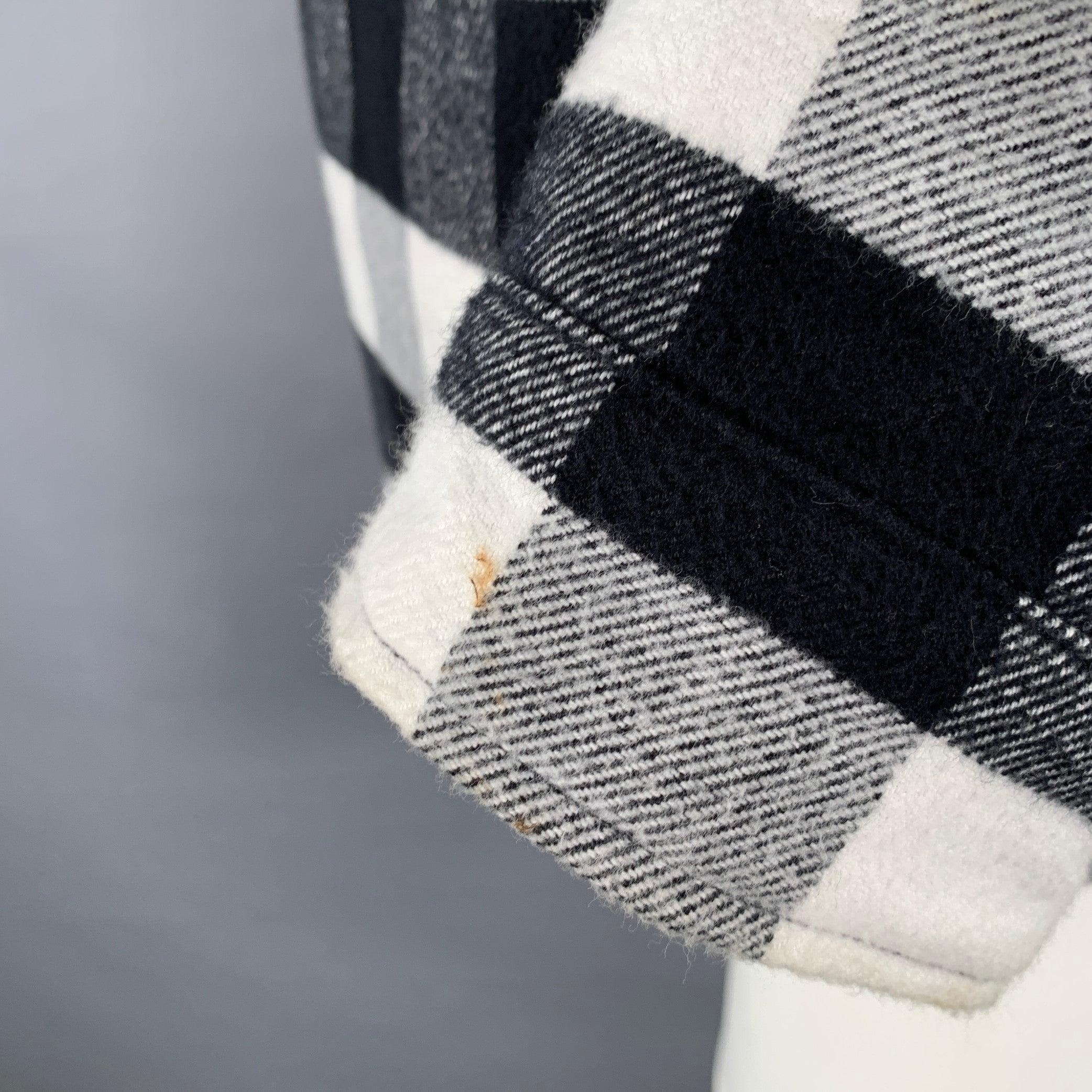SANDRO Size M Black White Buffalo Plaid Cotton Shirt Jacket For Sale 1