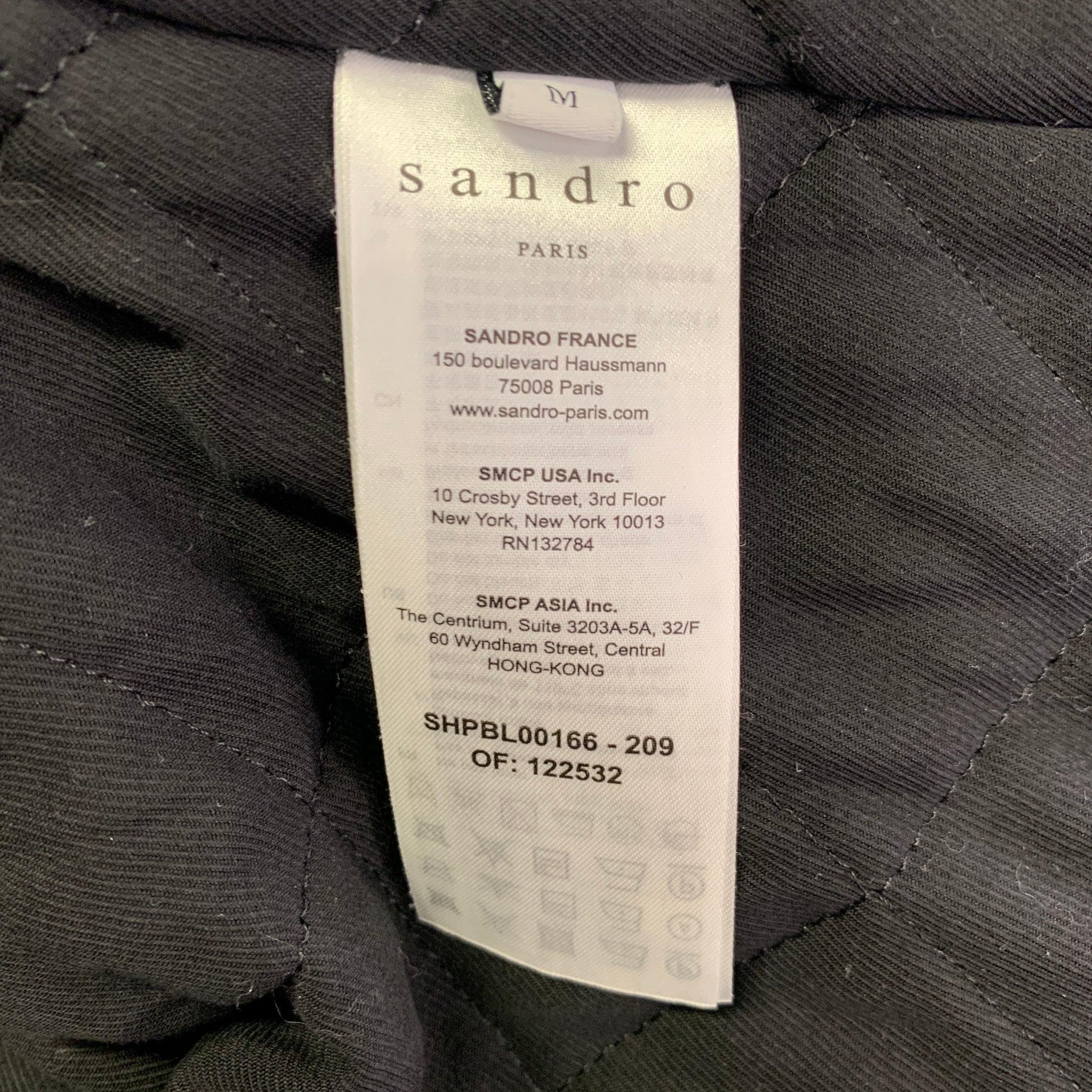 SANDRO Size M Black White Buffalo Plaid Cotton Shirt Jacket For Sale 4