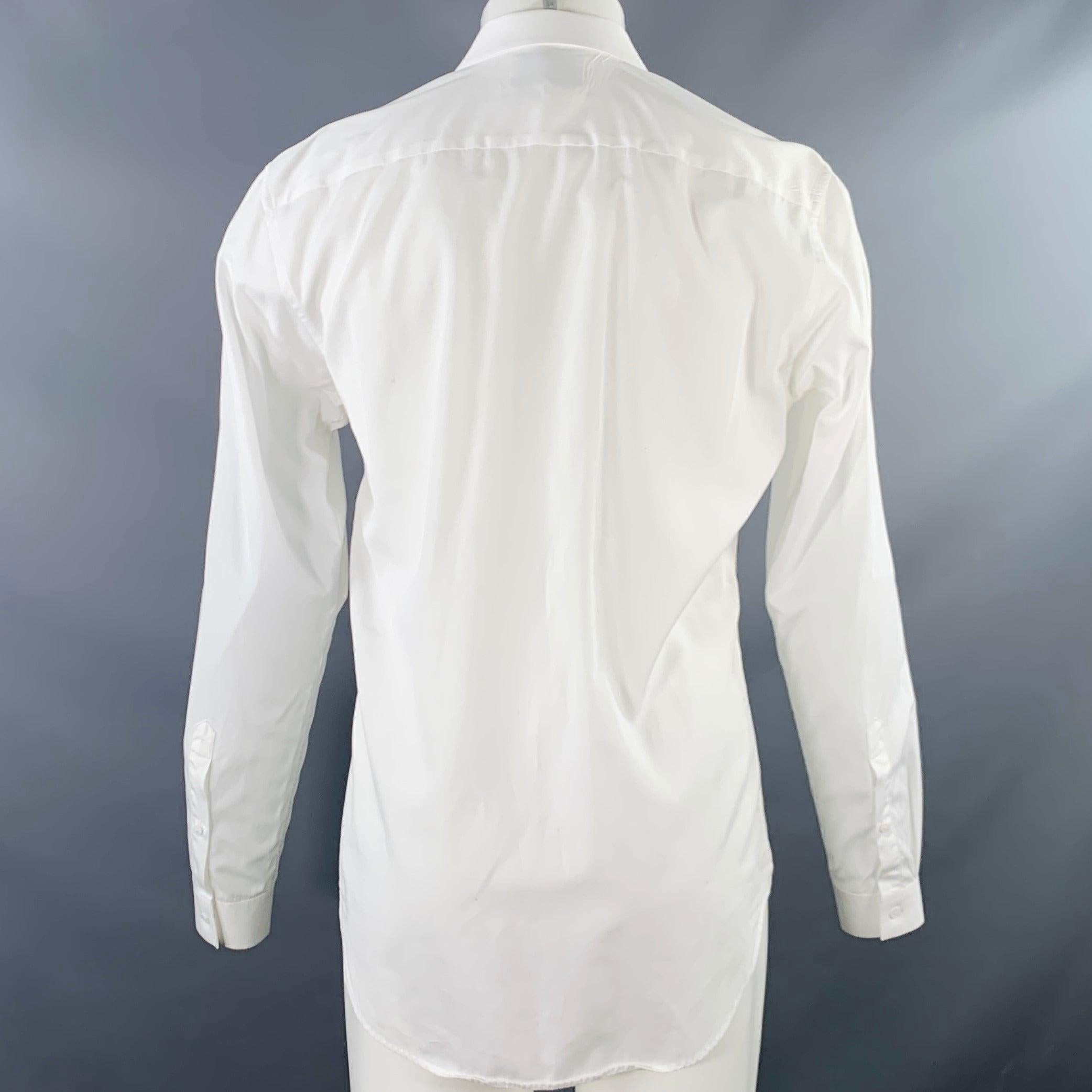 SANDRO Size M White Cotton Hidden Buttons Long Sleeve Shirt In Excellent Condition In San Francisco, CA