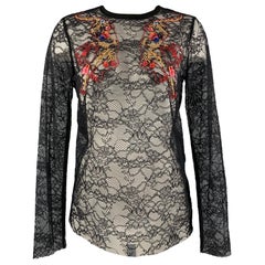 SANDRO Talla S Top Vestido Manga Larga Encaje Poliamida Negro
