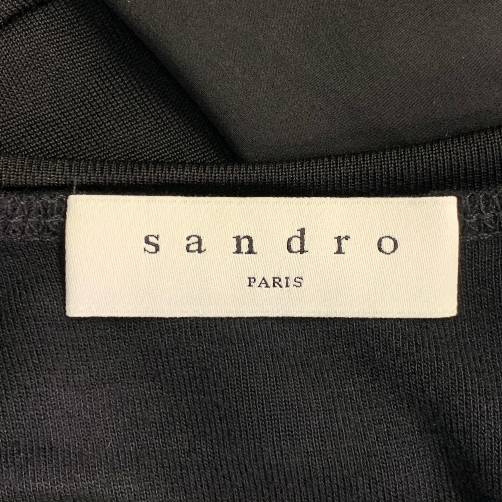 SANDRO Taille S Robe longue enveloppante sans manches en viscose noire Pour femmes en vente