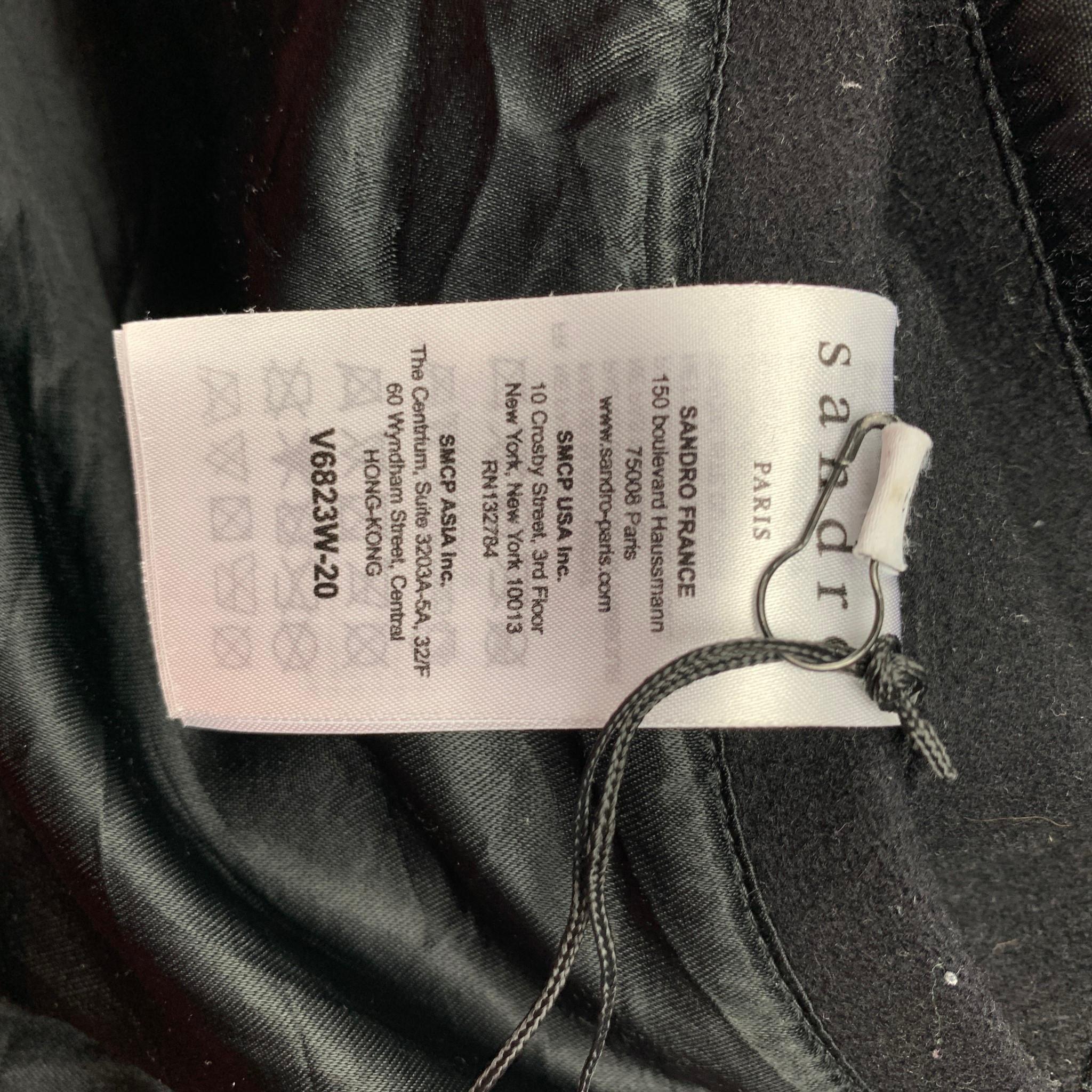 Men's SANDRO Size S Black & White Patch Wool Blend Zip Up Jacket