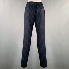 SANDRO Size S Black White Pinstripe Wool Blend Drawstring Casual Pants