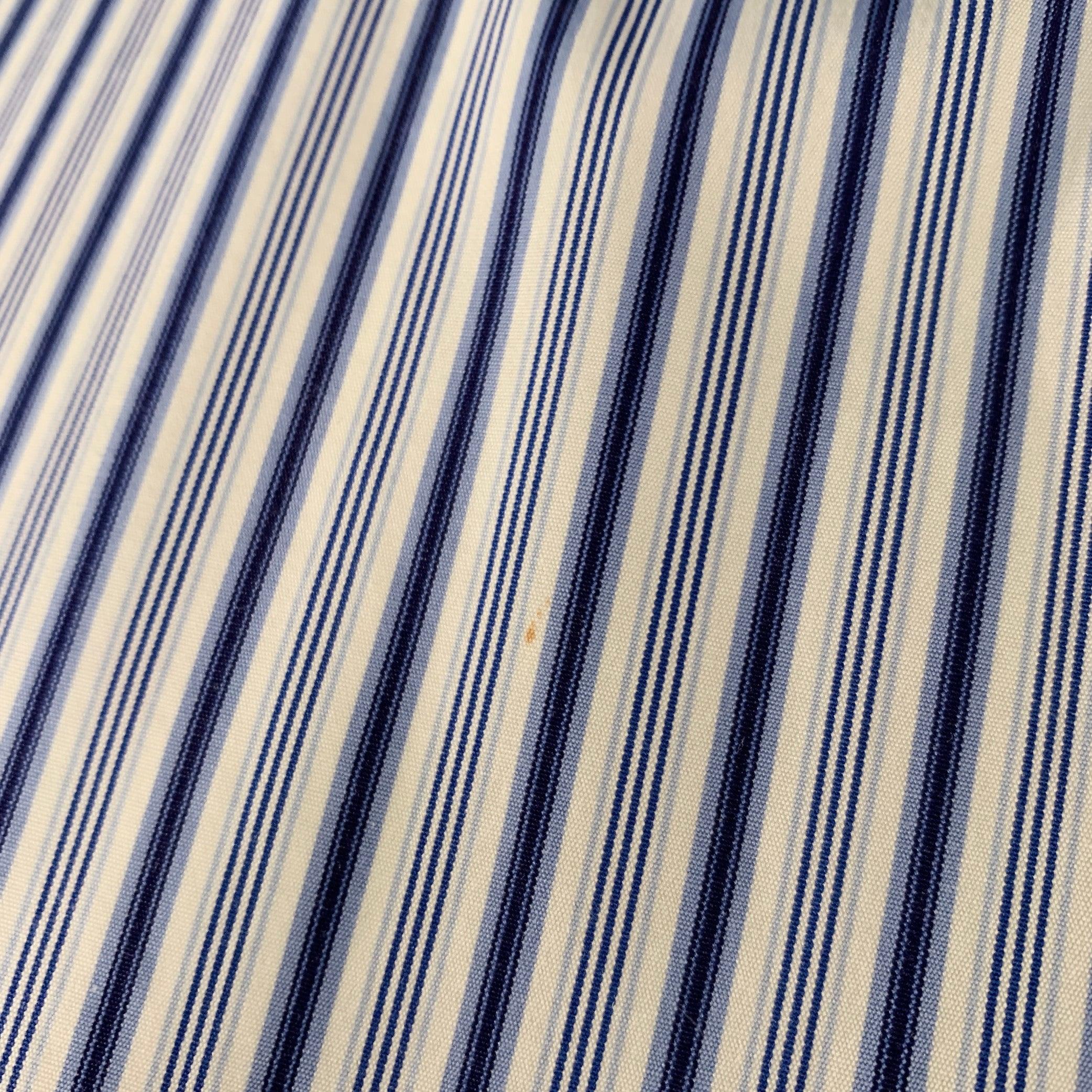 SANDRO Size S Blue White Cotton Stripe High Collar Casual Top In Good Condition For Sale In San Francisco, CA