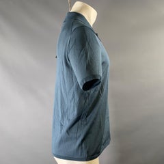 Sandro Size S Navy Heather Acetate Blend Ribbed Polo