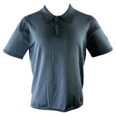 Sandro Size S Navy Heather Acetate Blend Ribbed Polo