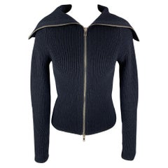 SANDRO Size S Navy Wool / Acrylic Shawl Collar Cardigan