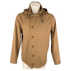 SANDRO Size S Tan Cotton Zip & Buttons Jacket
