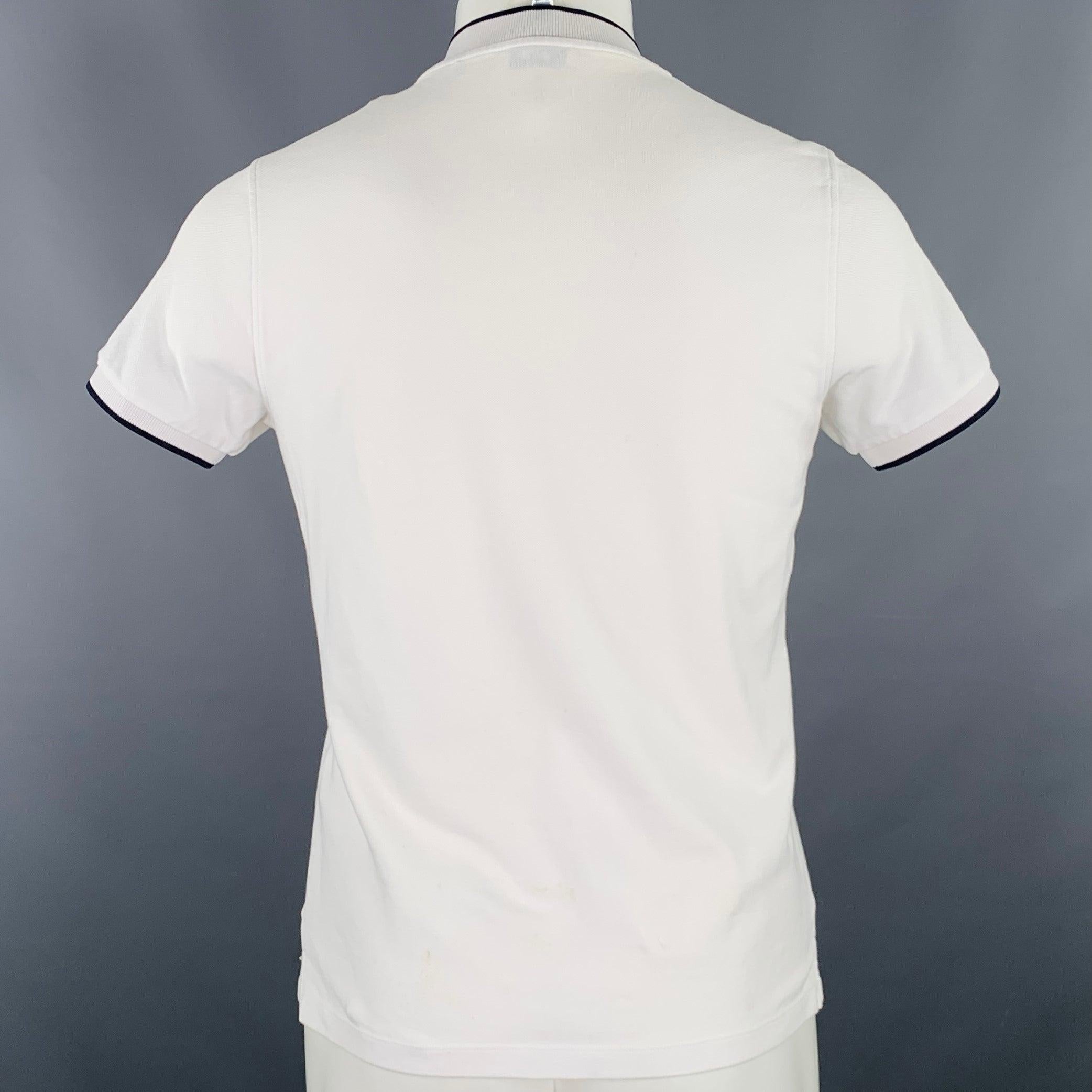 SANDRO Polo senza colletto in cotone taglia S White Black Contrast Trim In condizioni buone in vendita a San Francisco, CA