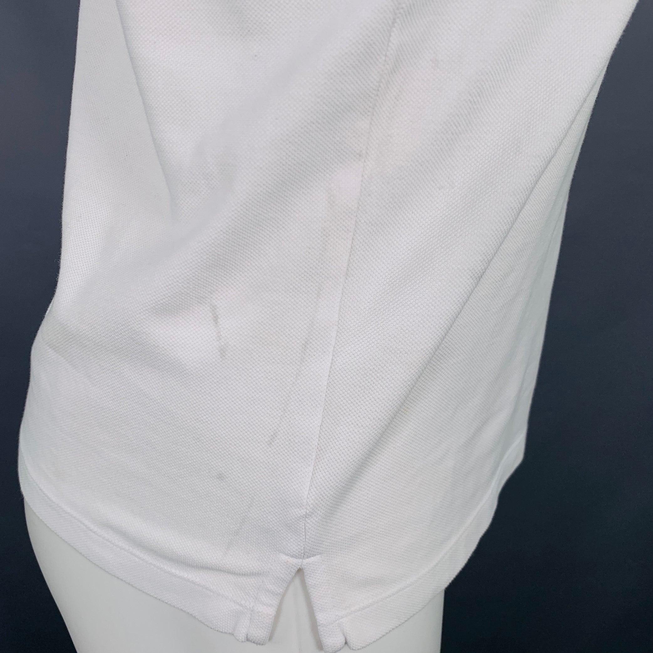 SANDRO Polo senza colletto in cotone taglia S White Black Contrast Trim in vendita 1