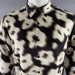 SANDRO Size S White Black Hazy Floral Viscose Long Sleeve Shirt