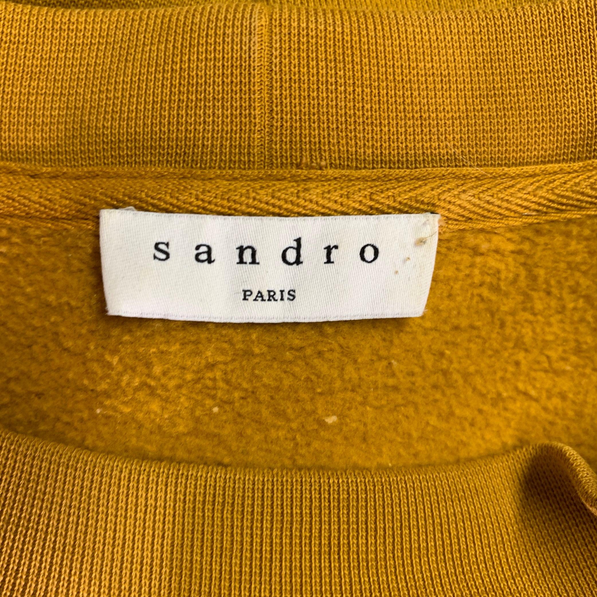 SANDRO Size S Yellow Black White Graphic Cotton Crew Neck Sweatshirt For Sale 1