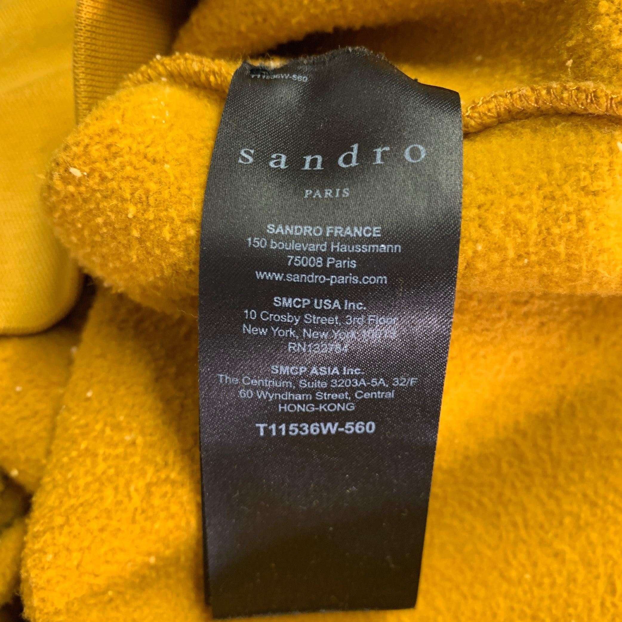SANDRO Size S Yellow Black White Graphic Cotton Crew Neck Sweatshirt For Sale 2