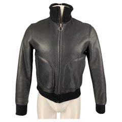 SANDRO - Bomber en agneau noir et peau de mouton, taille XS