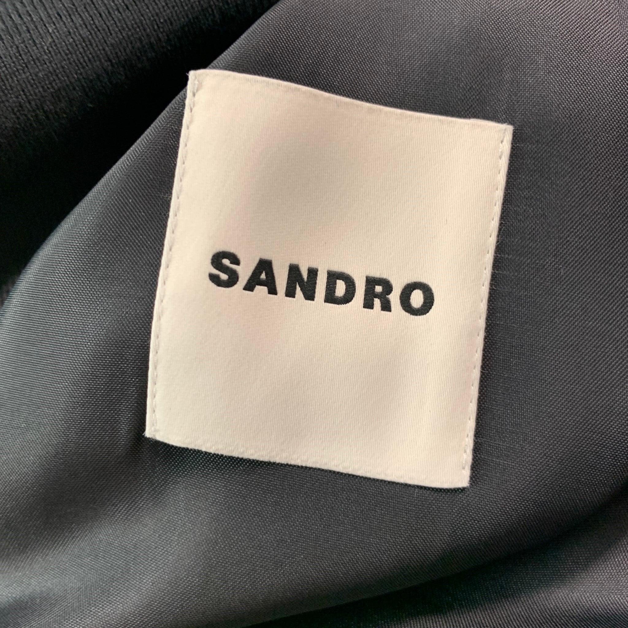 Men's SANDRO Size XXL Black Suede Bomber Jacket For Sale