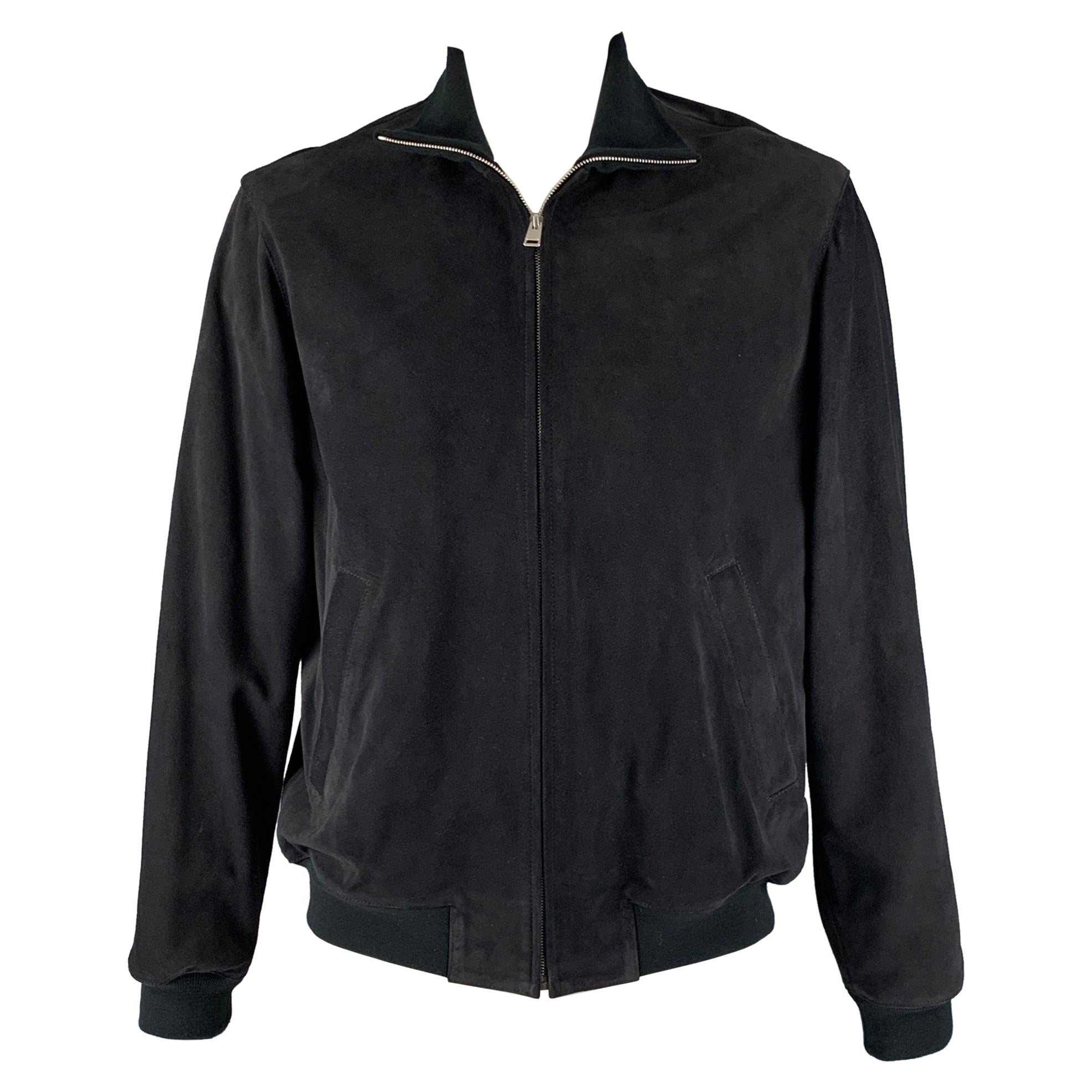 Sandro taglia XXL Bomber in pelle scamosciata nera in vendita
