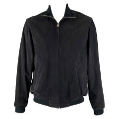 SANDRO Size XXL Black Suede Bomber Jacket