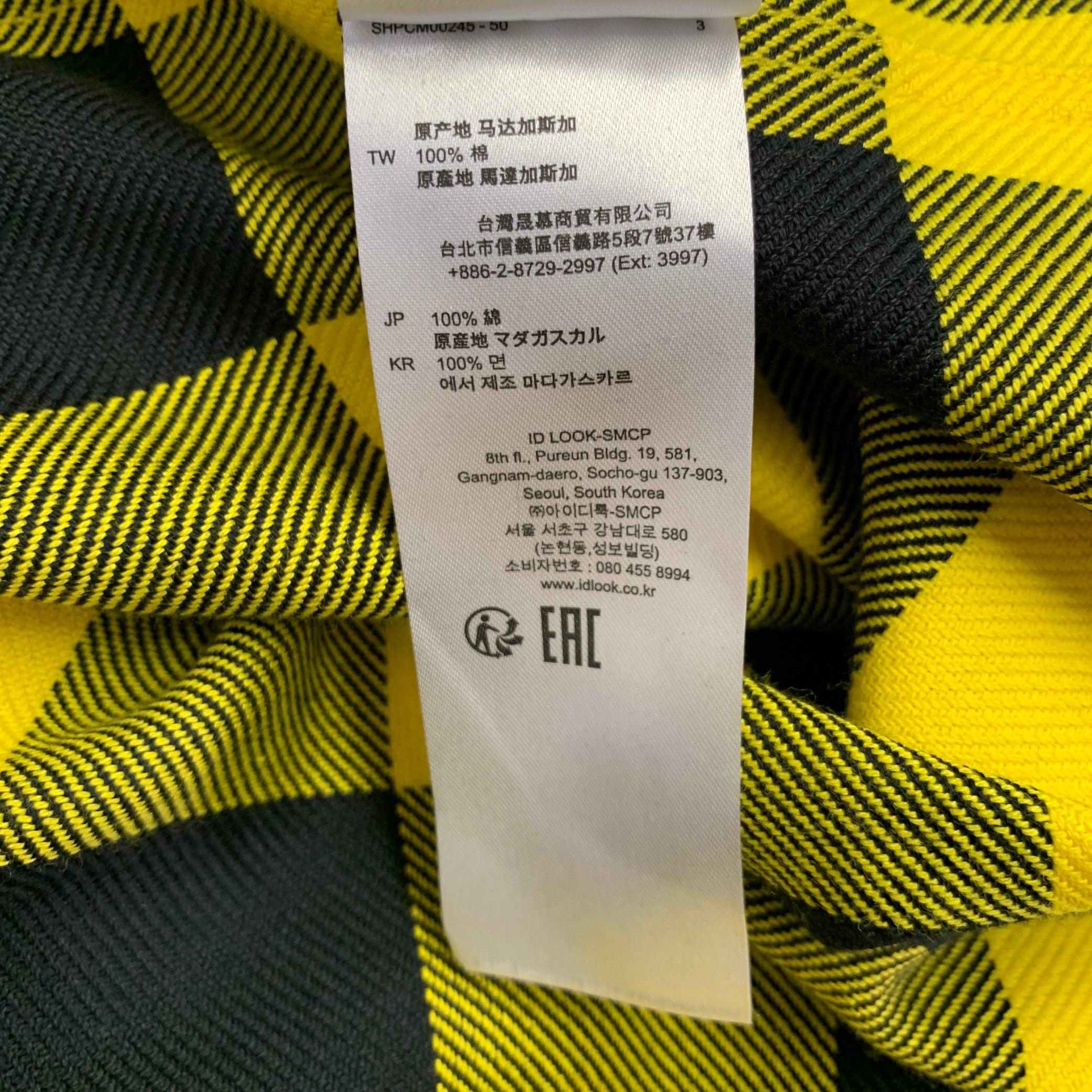 SANDRO Size XXL Yellow Black Buffalo Plaid Cotton Long Sleeve Shirt 3