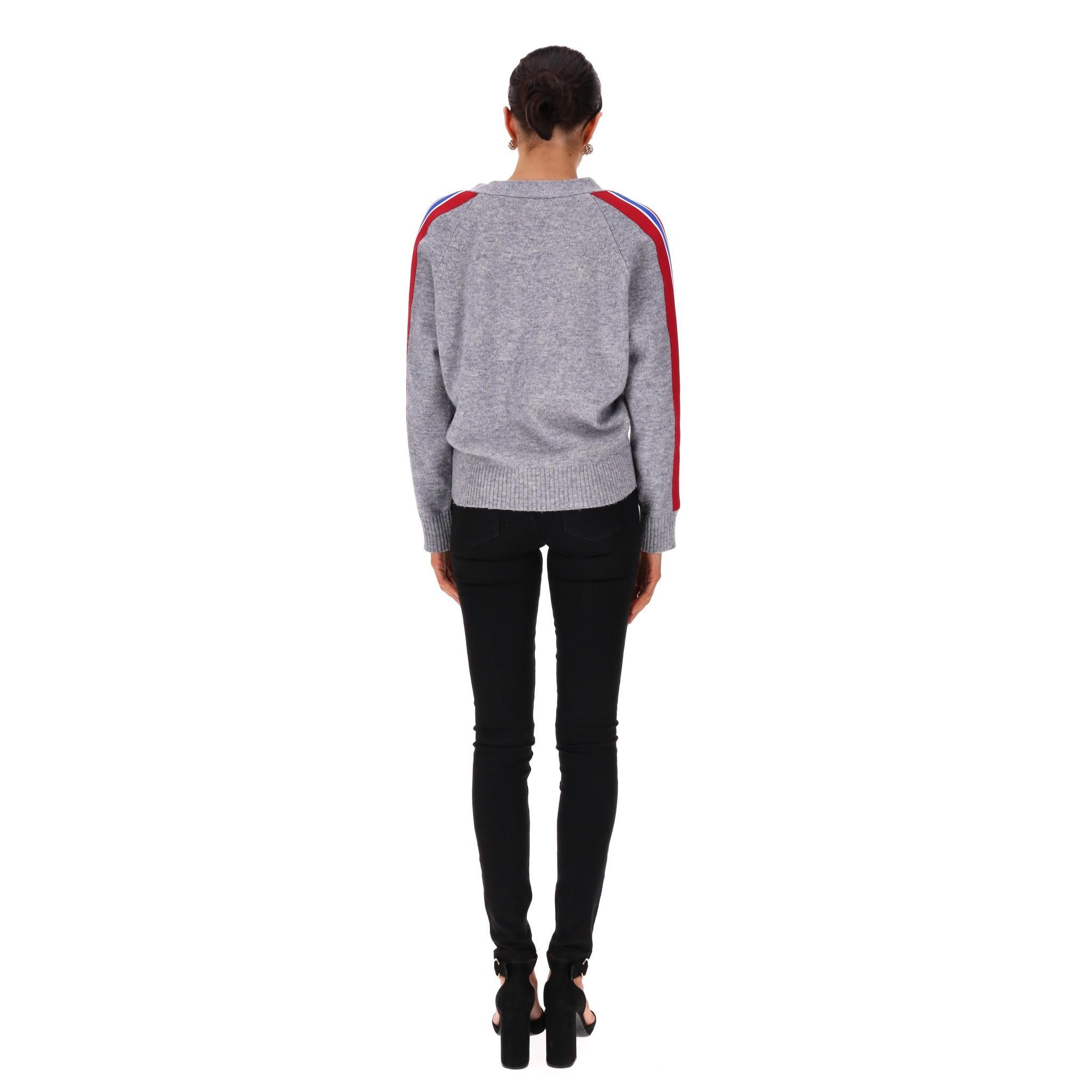Sandro Striped-Sleeve Wool Jumper In Excellent Condition In London, GB