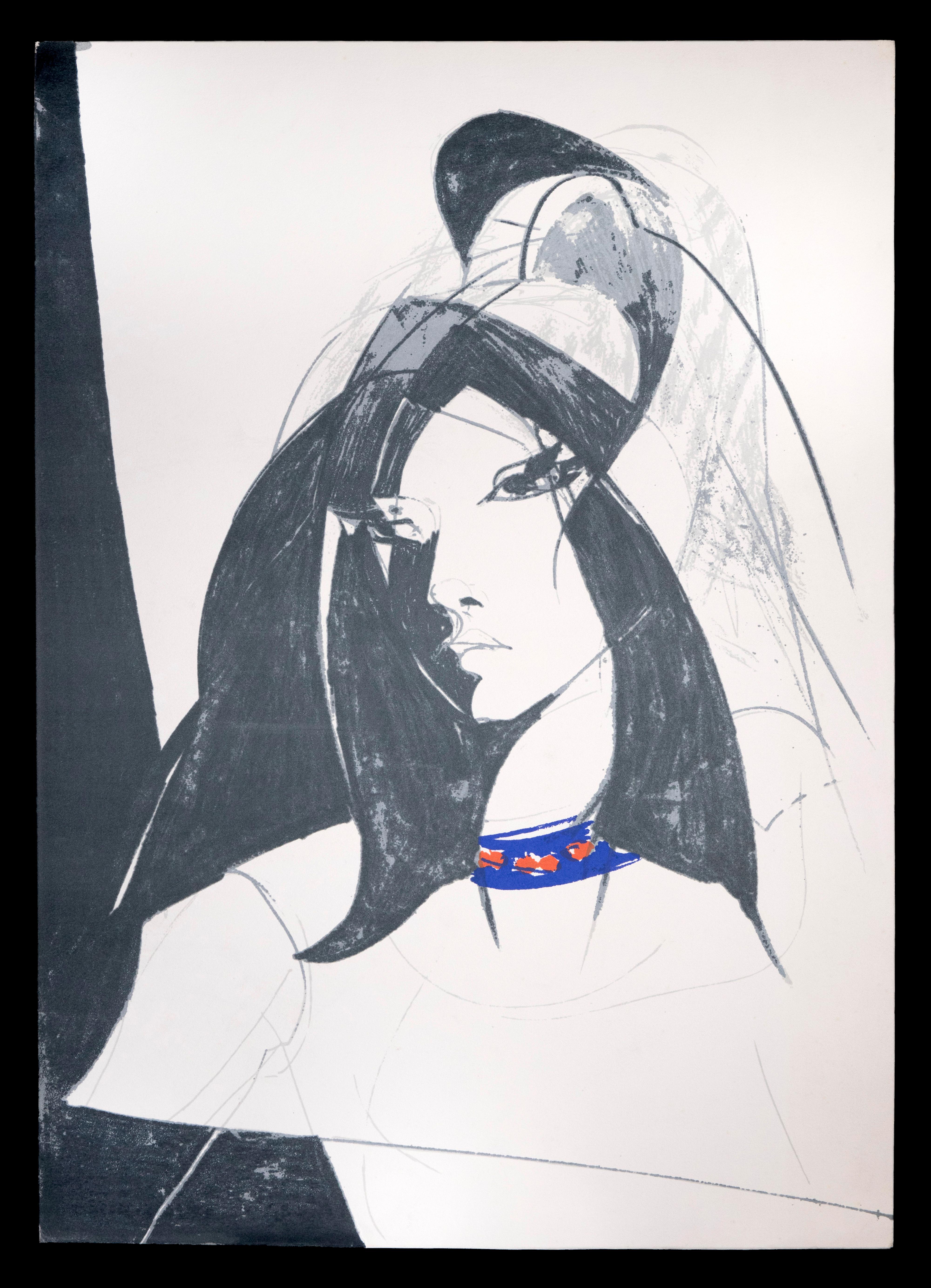 Figure de femme - Lithographie originale de Sandro Trotti - 1980