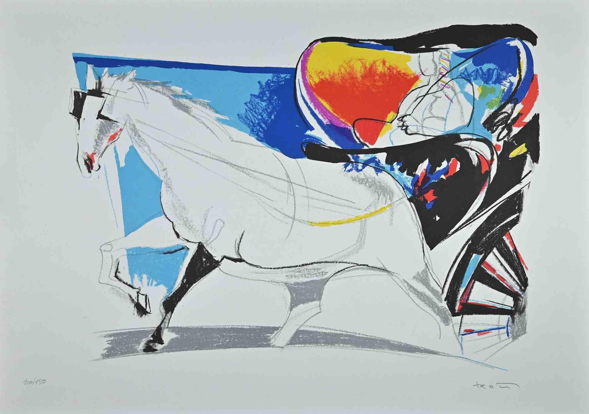 Risciò is an original colored lithograph on Fabriano Cotton watermarked paper realized by Sandro Trotti  in the 1970s and published by EuroMuseum Editore, Ancona.

Representing a barrow exalted by a wonderful contrast of colors, this original print