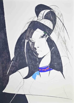 Junge Frau - Lithographie von Sandro Trotti - 1980