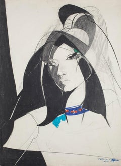 Young Woman - Original Lithograph by Sandro Trotti - 1980