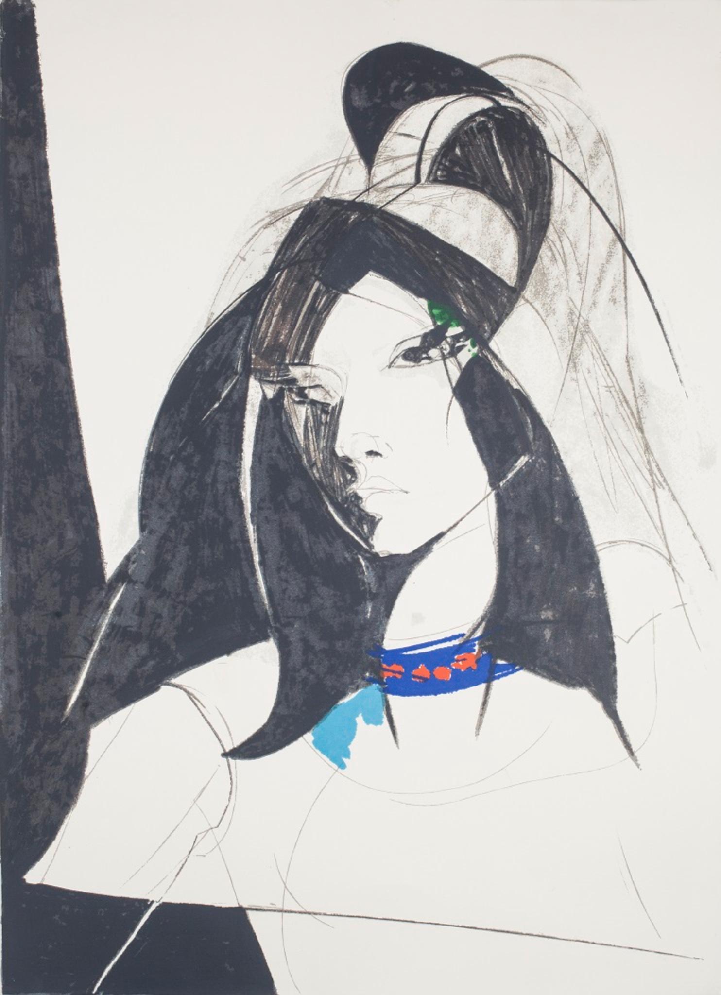 Young Woman is an original litograph, realized by Sandro Trotti in 1980s.

Representing a young woman exalted by a wonderful contrast of colors, this original print is hand-signed in pencil by the artist on the lower right margin, numbered in pencil