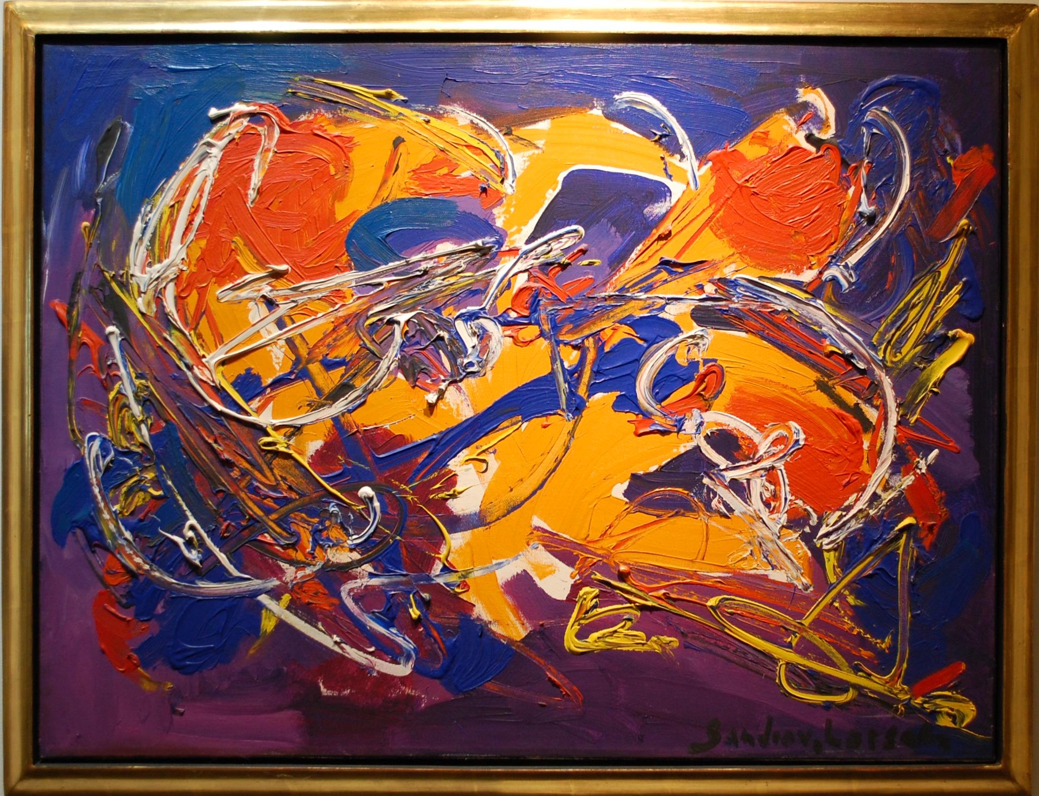  Expressionistische abstrakte Komposition mit orangen und blauen Farben 
Leinwandgröße 24 