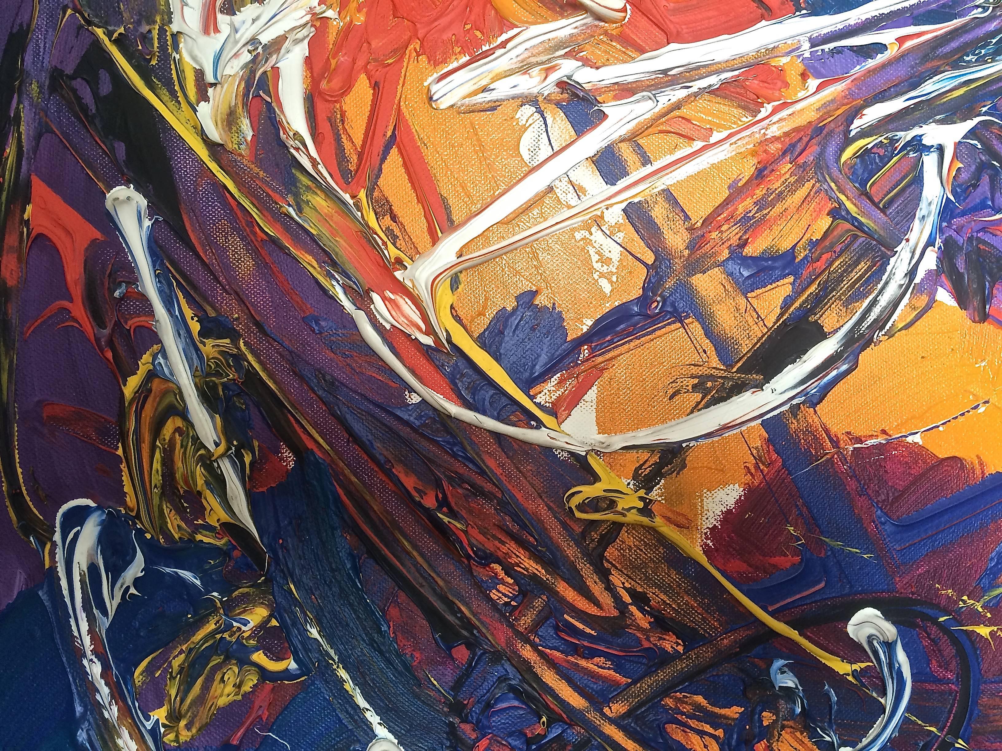 Untitled Vibrant Abstract Expressionist - Brown Abstract Painting by Sandro von Lorsch