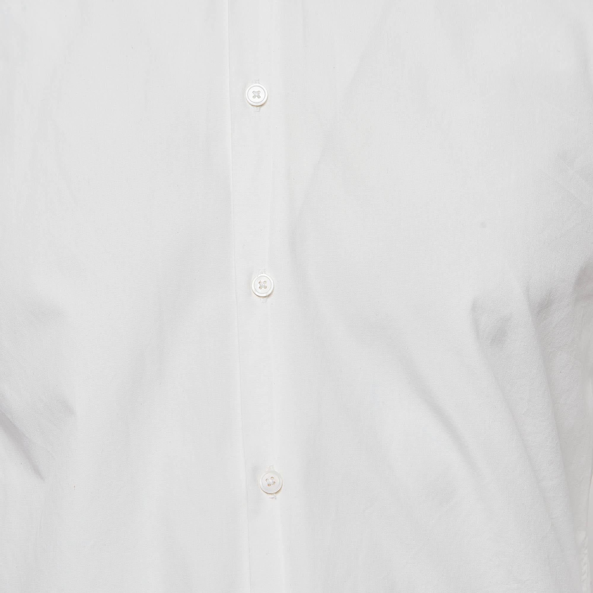 Gray Sandro White Contrast Band Collar Cotton Shirt S For Sale