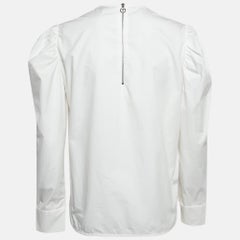 Sandro White Cotton Puff Sleeves Top M