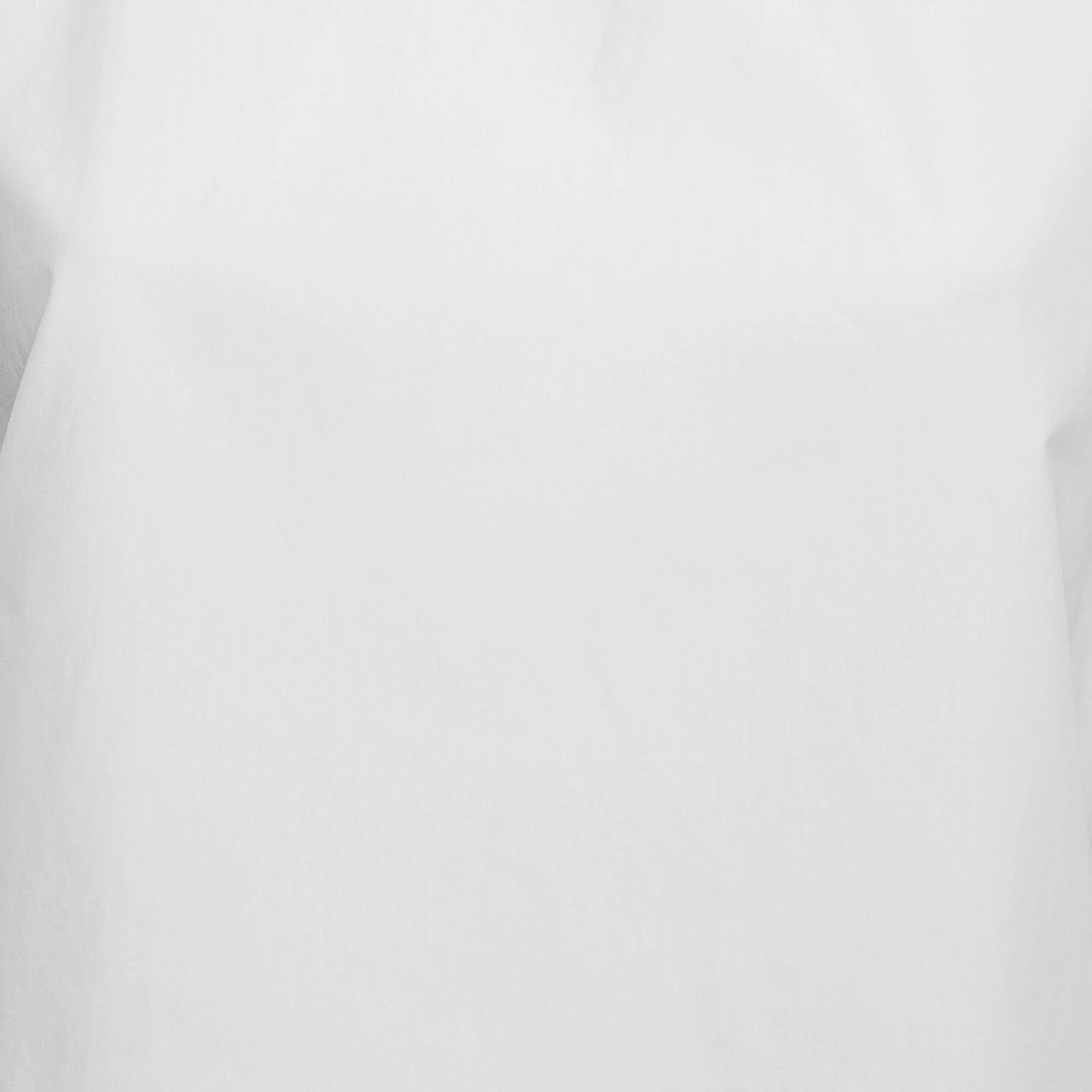 Gray Sandro White Cotton Puff Sleeves Top M For Sale