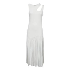 Sandro White Cotton Rib Knit and Satin Midi Dress M