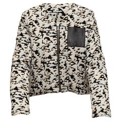 Sandro White & Multicolor Collarless Patterned Jacket