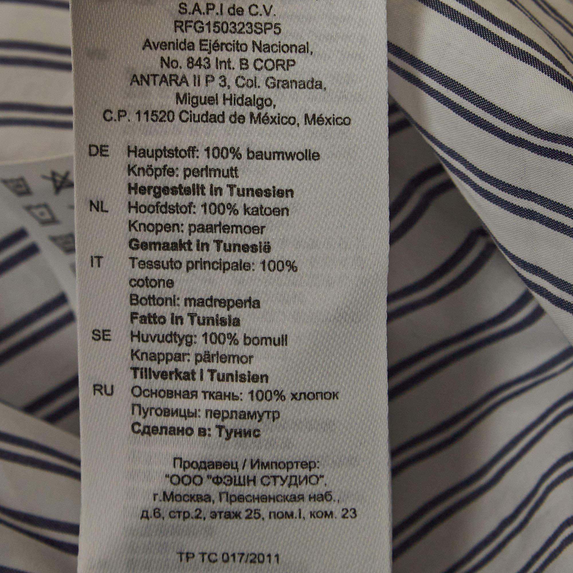 Sandro White Pinstripe V-Neck Top L For Sale 2