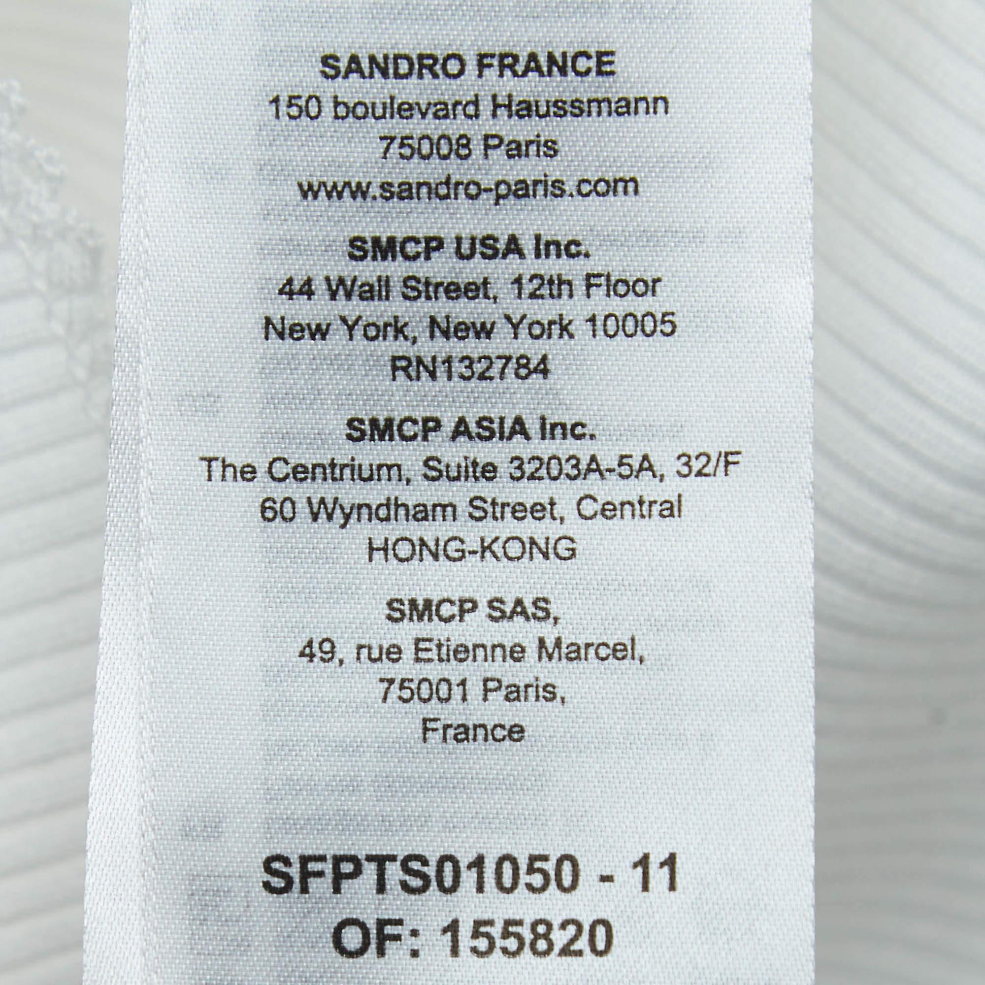 Sandro White Rib Knit Knotted Neck Sleeveless Top S For Sale 1