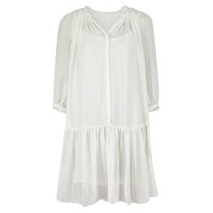 Sandro White Ruffle Sheer Knee-Length Dress Size M