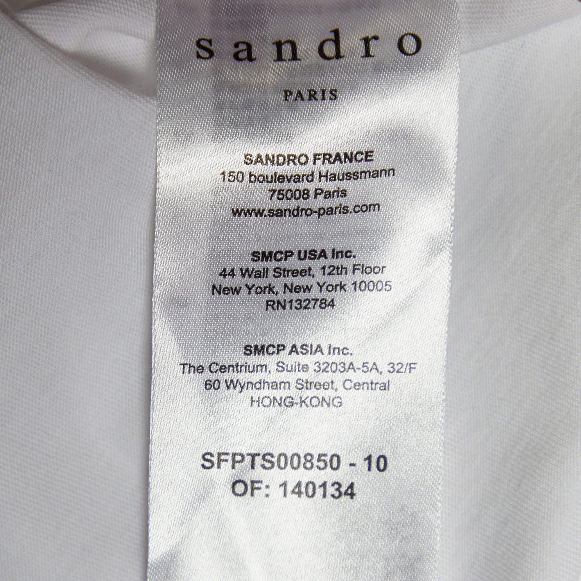 Sandro White Sun Print Cotton Crew Neck T-Shirt M 1