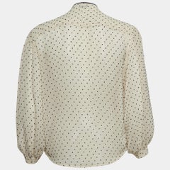 Sandro White Swiss Dots Chiffon Ruffled Shirt XS